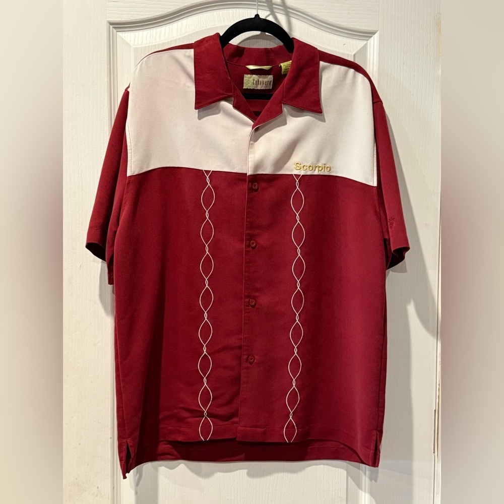 CUBAVERA Two-Tone Rockabilly Retro Style Men's Bowling Shirt Size Large